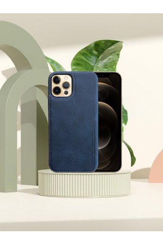 Juno Apple Uyumlu iPhone Hakiki Deri Koruyucu Kılıf 13 Pro Max Lacivert