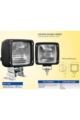 İş Makinası Jcb Çalışma Lambası Kare 80x80 Ampüllü 24v 1 Adet İş Makinası Jcb Çalışma Lambası Kare 80x80 Ampüllü 24v 1 Adet