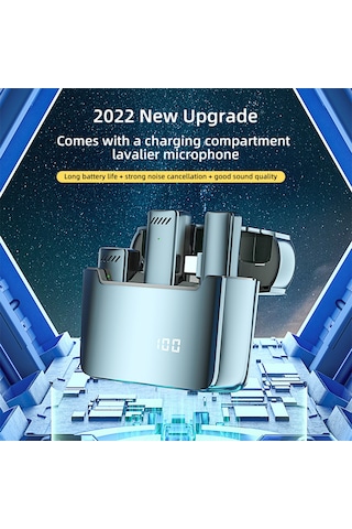 Jeemson S11 Kablosuz Kolluk Mikrofonu - Canlı Yayın, Dış Mekan Kaydı İçin Gürültü Engelleme Mikrofonu, Plug & Play, Type-c + Apple Adaptörü, İki Mikrofonlu, Dahili Batarya