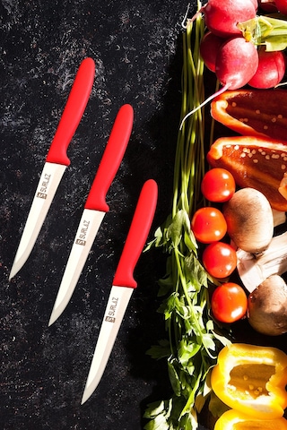 Mutfak Bıçak Seti Sebze Ekmek Bıçağı Red Serisi 6 Parça