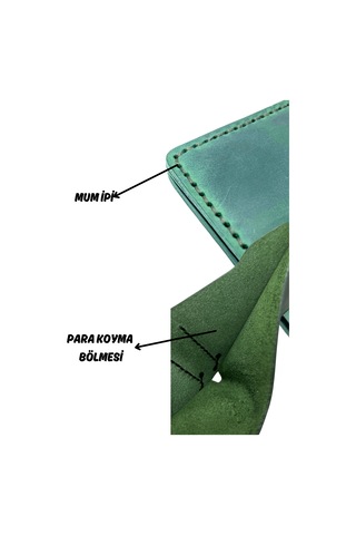 El Yapımı Hakiki Deri Premium Cüzdan Yeşil Geniş Model Yeşil