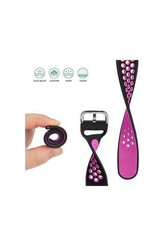 Gear S3 Sport Band İçin Kordon Siyah Koyu Pembe