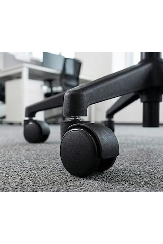 Sempre 5'li Set Ofis Sandalye Tekerleği - Parke Ve Halı Dostu - 360 Döner, Ofis Koltuğu Tekeri - Standart 11 Pin 50mm Çapında Geçmeli Siyah