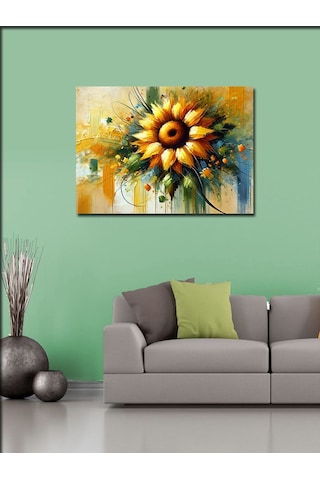 Kanvas Tablo Günebakan Çiçek Vazosu 50cmx70cm
