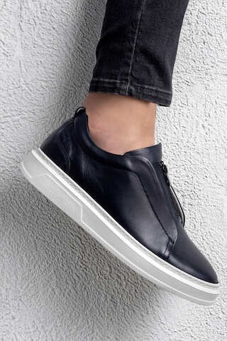 Ducavelli Ventu Erkek Hakiki Deri Sneaker, Fermuarlı Sneaker, Hakiki Deri Sneaker, Erkek Sneaker Lacivert