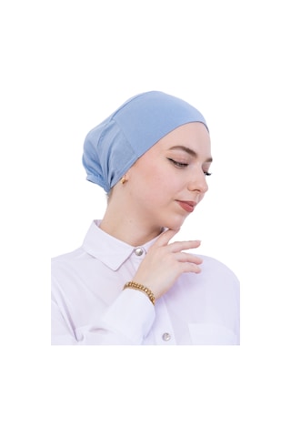 Modish Group Pratik Bone Pamuklu Tesettür İç Bone, Başörtüsü İçin Hazır Viskon Şapka, Namaz Günlük Kullanım İçin Mavi
