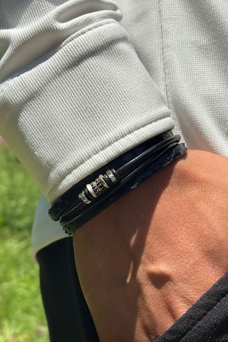 El İşçiliği İle Üretilmiş Hakiki Deri Erkek Bileklik Gümüş