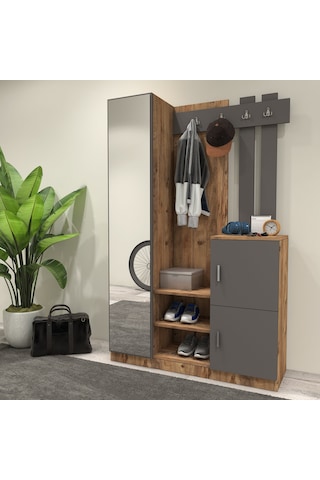 Robin Home Lenka Vestiyer Portmanto Ayakkabılık Çam-gri