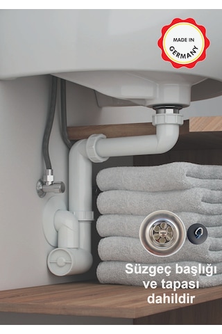 Dallmer Yer Kazandıran Lavabo Sifonu Paslanmaz Delikli Süzgeçli Kolay Temizlenir Koku Önleyici Gider