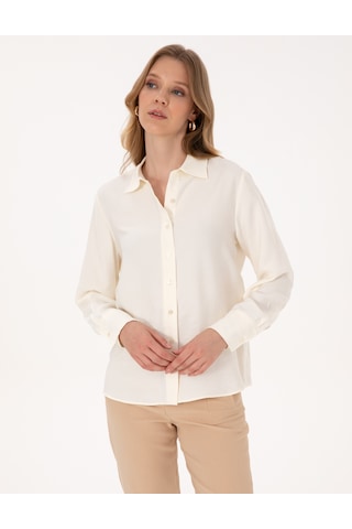 Pierre Cardin Kadın Beyaz Gömlek Desenli 50318219-vr259 Beyaz