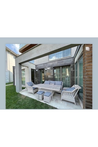 Sercangarden Rattan Bahçe Takımı Oturma Grubu 3'lü - 7 Kişilik Bej