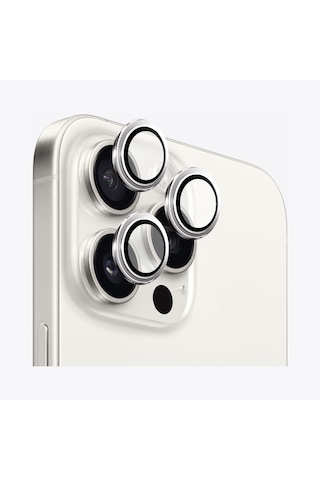 Safeus Safir Temperli Kamera Lens Koruyucu Apple Uyumlu iPhone 15 Pro Max Ve İle Beyaz