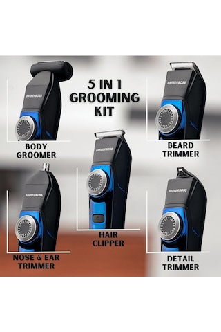 Barberboss Çok Fonksiyonlu Erkek Tıraş Ve Bakım Seti - Led Ekranlı Şarjlı Saç Sakal Burun Tüy Kesme Makinesi Stantlı