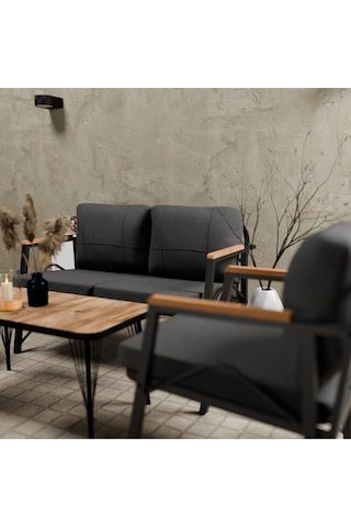 Mb Garden Furnıture Simetri Model, Balkon, Bahçe, Cafe, Metal Koltuk Takımı,bahçe Takımı,çay Seti,2+1+1+sehpalı Süngerli Antrasit