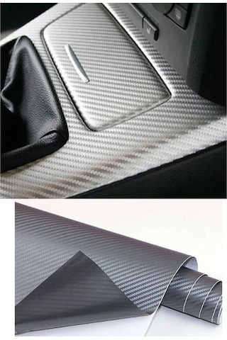 Karbon Fiber Folyo Hava Kanallı Araç Döşeme Kaplama Folyosu Gri 30 Cm X 1 Metre