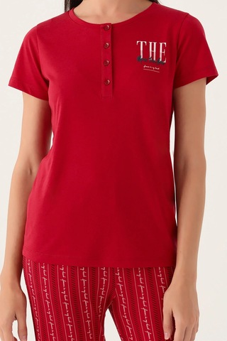 Arnetta 2908 Pamuklu Kısa Kol Kadın Pijama Takımı Bordo