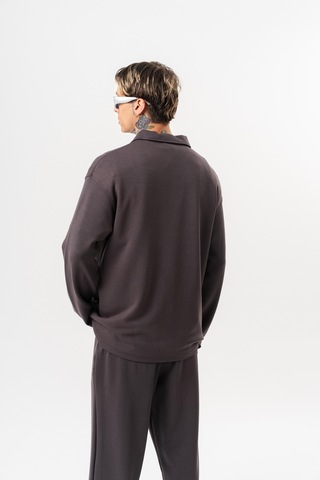 Respire Erkek Yarım Fermuarlı Modal Sweatshirt Füme