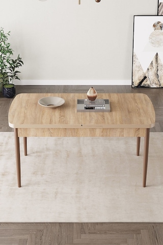 Clara Meşe Desen 80x132 Açılabilir Mdf Masa Yemek Odası Takımı,mutfak Takımı 4 Sandalye 1 Bench Cappucino