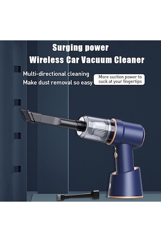 CBTxGlobal Küçük Kablosuz Şarjlı Araç Süpürgesi El Tipi Yüksek Güçlü Elektrikli Süpürge 117cg-mavi