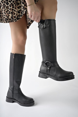 Muggo Gisele Fermuarlı Kemer Detaylı Kadın Kışlık Çizme 001
