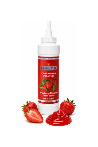 Simonelli Çilek Aromalı Kahve ve Tatlı Dekor Sosu Sıkılabilir Şişe 750 G