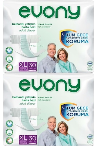 Evony Bel Bantlı Yetişkin Hasta Bezi Ekstra Büyük Boy XL 2 x 30'lu