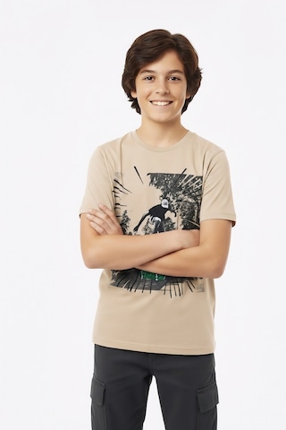 Modanino Erkek Çocuk %100 Pamuk T-shirt-kaykay Baskılı-12-16 Yaş 12526 KREM