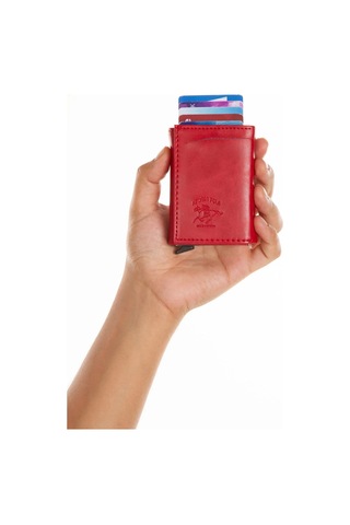 Tuldar Erkek Rfıd Otomatik Çekim Koruyucu Mekanizmalı Kağıt Para Bölmeli Hediyelik Kartlık Cüzdan Tul601 - Kırmızı