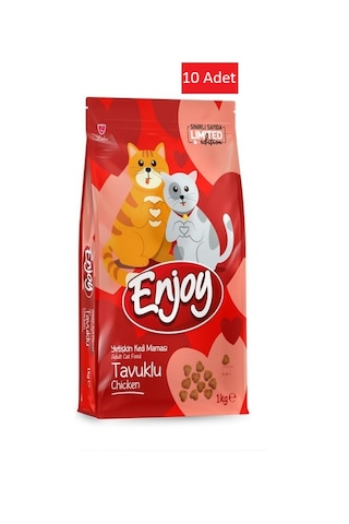 Enjoy Tavuklu Kedi Maması Sevgililer Günü Özel Ambalaj 10 x 1 KG
