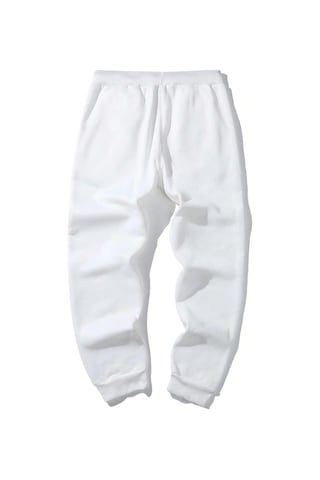 Tarzsokak Erkek Dağ Desenli Büzgülü Bel Eşofman Altı Beyaz