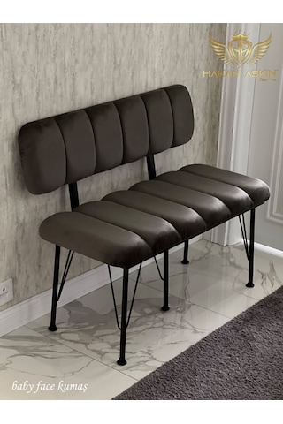 By Hakan Aşkın Siyah Metal Ayaklı Metal Alt Kasalı Line Style New 2024 Sırtlı Bench & Bank Koyu Füme Füme Bbf
