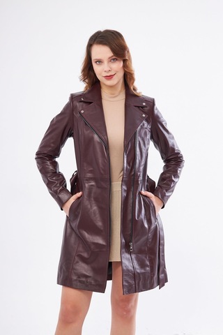 Derinss Dka2391 Hakiki Deri Kadın Bordo Pardesü 001