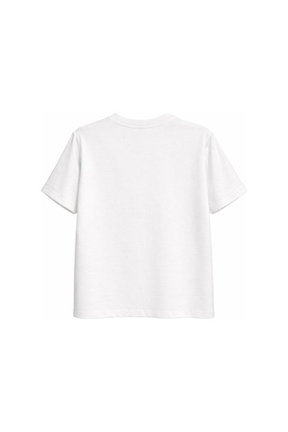 Mixray 2059 Kadın %100 Pamuk Bisiklet Yaka Simli T-shirt Beyaz