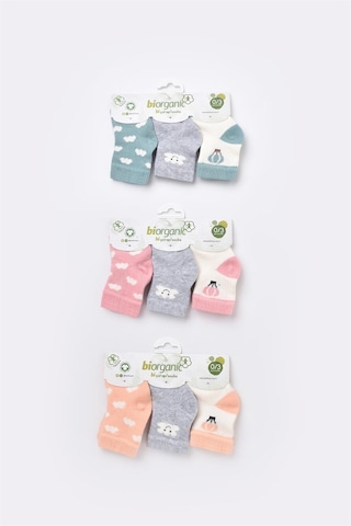 Step Bibaby Biorganic Cloudy 3'lü Çorap 68450 Somon 001