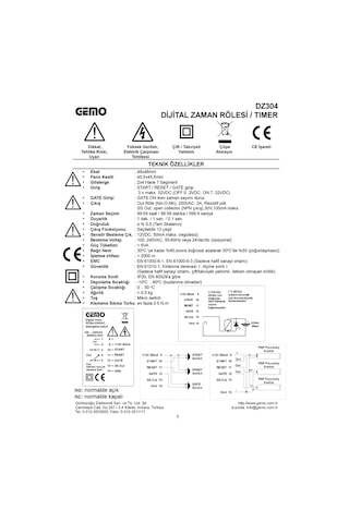Gemo Dz304-230Vac Dijital Zaman Rölesi Timer Besleme: 110-230Vac