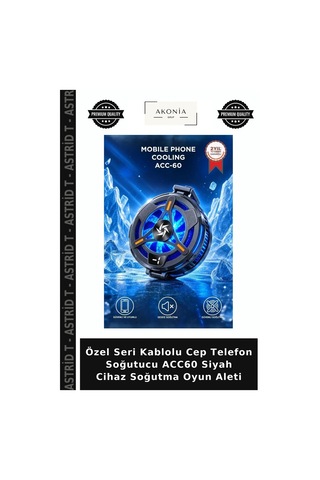 Özel Seri Kablolu Cep Telefon Soğutucu Acc60 Siyah Cihaz Soğutma Oyun Aleti