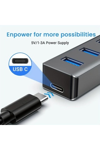 Xuweiwei 7 Port Usb Hub 3 0 3 3ft Kablolu Aluminyum Kasa Aluminum Shell Pc Laptop Cihazlar Icin Coklu Port Adaptor