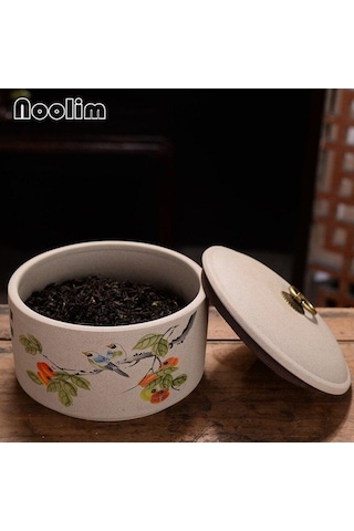 Pazly Seramik Çay Caddy Büyük Mutfak Gıda Mühürlü Depolama Tankı Taşınabilir Seyahat Ambalaj Kutusu Teneke Baharat Kavanoz B 13.5x10cm Diğer