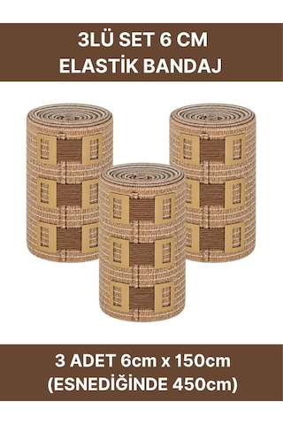 Elastik Bandaj Seti 3 Lü 3x6cm 12 Klipsli 4,5 Metreye Kadar Uzar, Spor Ve Günlük Kullanım