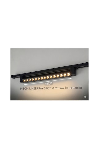 Siyah Kasa Günışığı 180 ' Magnet Led Ray Spot Lamba 1 Metre Raylı Armatür 48cm Diğer