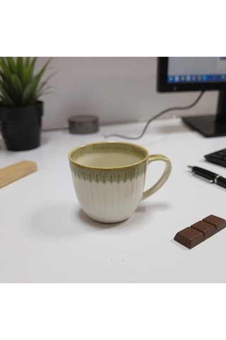 Vintage Seramik Kahve Kupası Kahverengi-beyaz