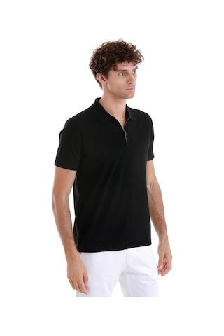 Hatemoğlu Siyah Regular Fit Jakarlı Polo Yaka Fermuarlı Tişört 35362024c014 002 Siyah