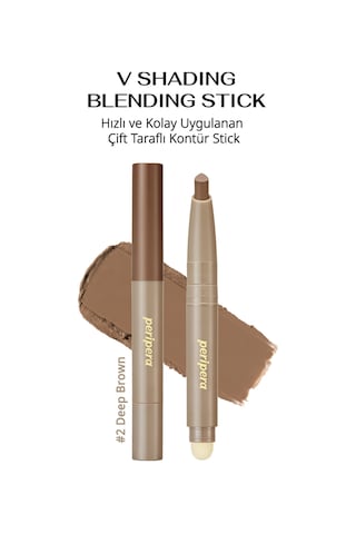 Peripera Pratik Uygulanan Çift Taraflı Kontür Stick Perıpera V Shading Blending Stick 002 Deep Brown