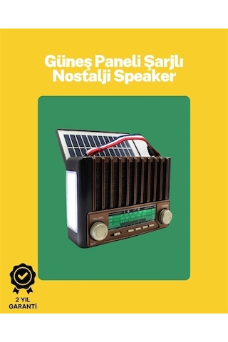 Ktf-1428 Solar Panel Destekli Şarjlı Bluetooth Hoparlör Fm/am/sw Radyo, Aux Ve Tf Kart Girişli