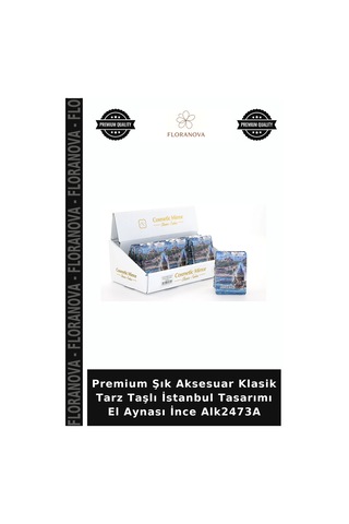 Premium Şık Aksesuar Klasik Tarz Taşlı İstanbul Tasarımı El Aynası İnce Alk2473a