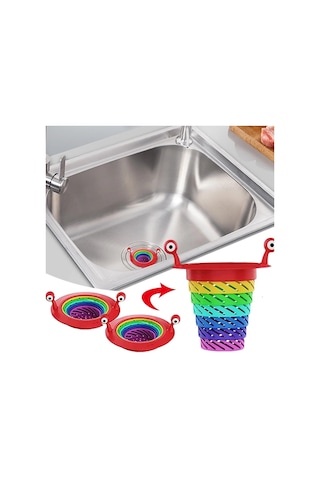 Periboia Mutfak - Banyo Lavabo Filtresi Süzgeci Gökkuşağı Kademe Çok Renkli
