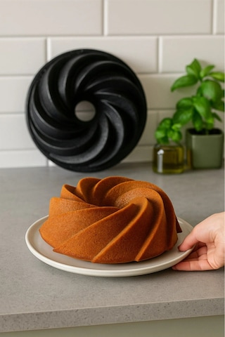 Rüzgar Gülü Döküm Granit Kek Kalıbı 26cm Siyah