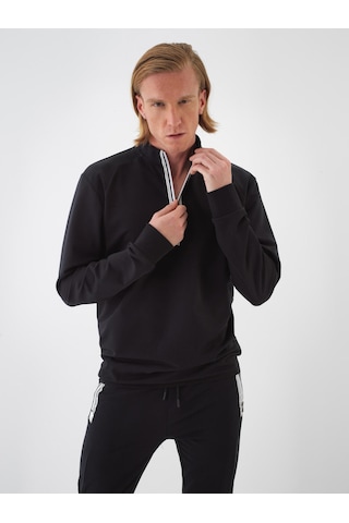 Xint Siyah Pamuk Dokulu Slim Fit Sweatshirt 300328 Sİyah
