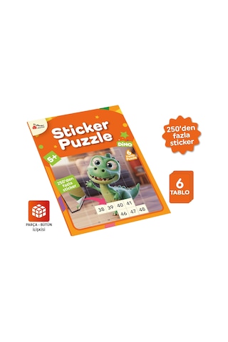 Playever Sticker Puzzle - Dino, Çıkartmalı Yapboz Etkinlik Kitabı