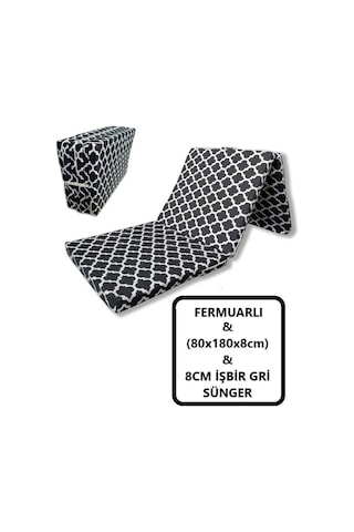 Lüks Katlanır Yatak 80x180x8 Cm Sünger Karaçatı Desen